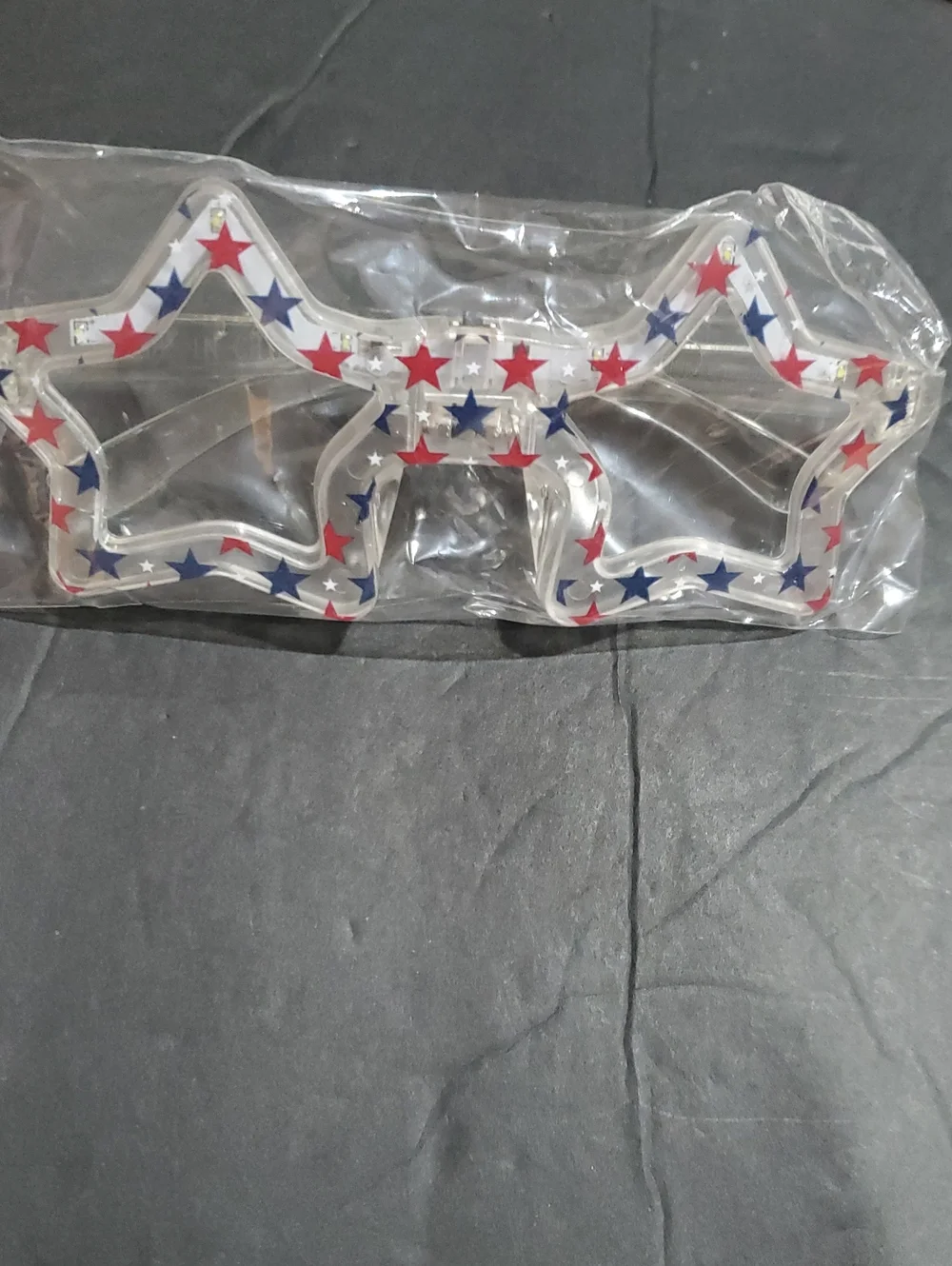 Patriotic‎ Americana red and blue stars star shaped light up glasses brand new